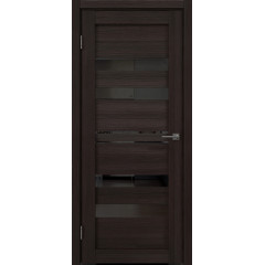 Межкомнатная дверь RM061 (экошпон орех темный рифленый, лакобель черный)