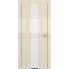 Межкомнатная дверь ZM035 (ваниль глянцевая, лакобель белый)