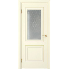 Межкомнатная дверь FK009 (экошпон «ваниль» / матовое стекло)